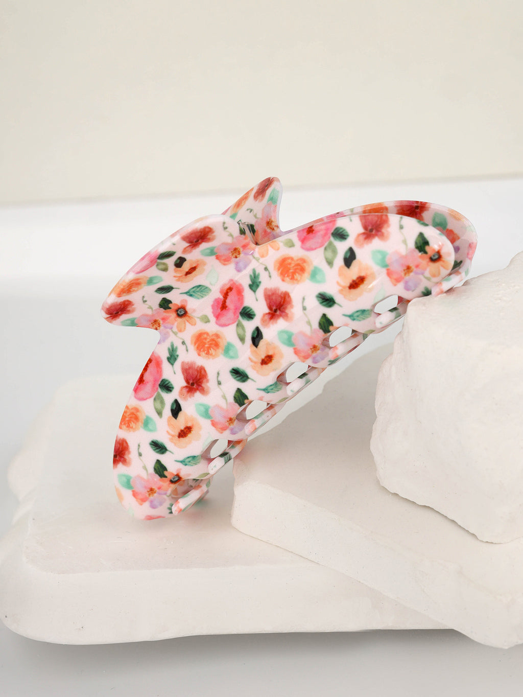 Confetti Petal Print Hair Claw Clip - Pink