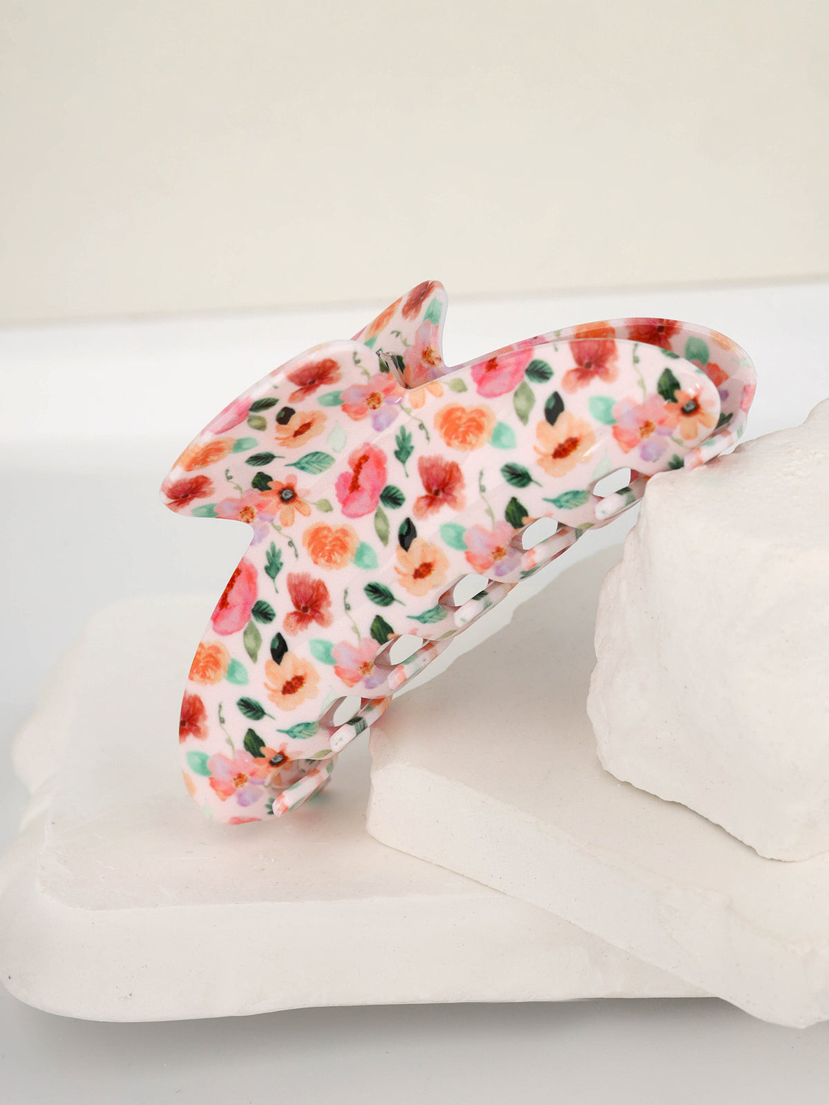 Confetti Petal Print Hair Claw Clip - Pink