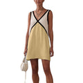 Contrast Panel Sleeveless A Line Mini Dress - yellow
