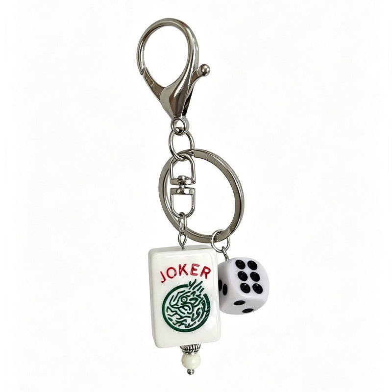 Game Night Mahjong Dice Keychain Charm - Apricot