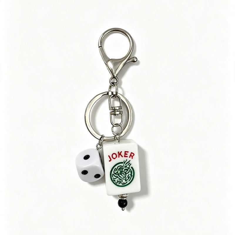 Game Night Mahjong Dice Keychain Charm - Black