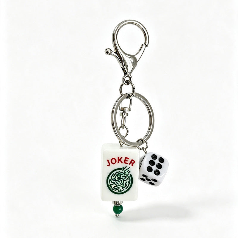 Game Night Mahjong Dice Keychain Charm - Green