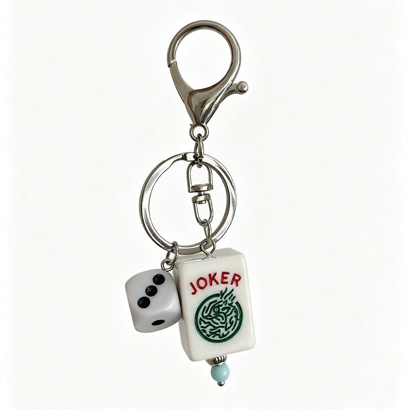 Game Night Mahjong Dice Keychain Charm - Light_Blue