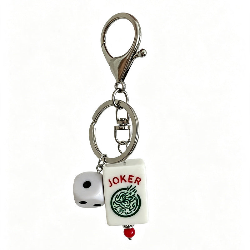 Game Night Mahjong Dice Keychain Charm - Red