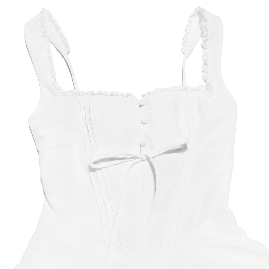 Corset Bodice Flared Skater Mini Dress - White - 1