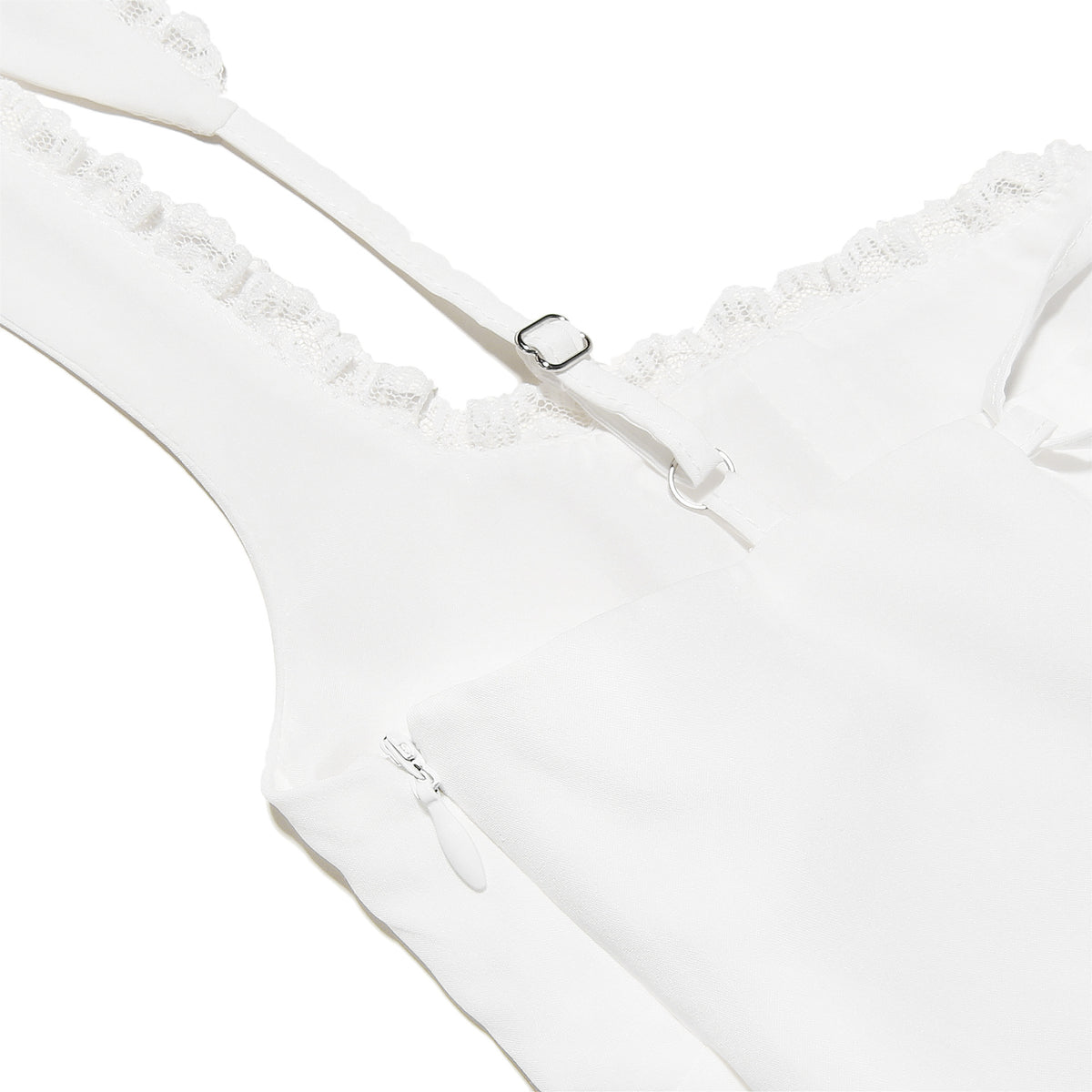 Corset Bodice Flared Skater Mini Dress - White - 5