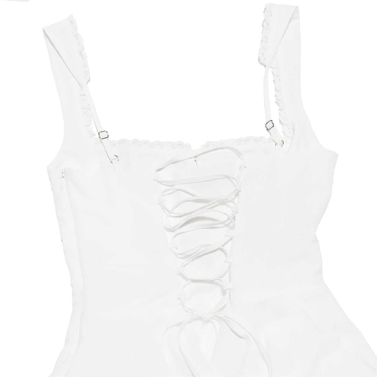 Corset Bodice Flared Skater Mini Dress - White - 6