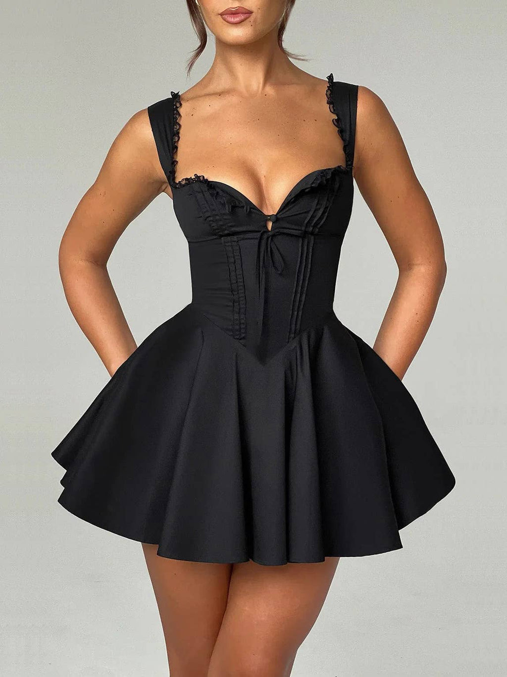 Corset Bodice Flared Skater Mini Dress