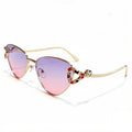 Semi Rimless Cat Eye Sunglasses With Serpent Trim - Color_04
