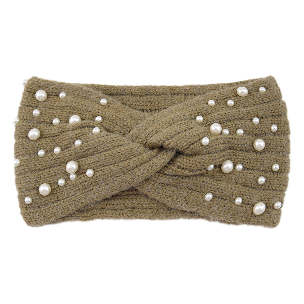 Pearl Embellished Twist Knot Knit Headband - Elmwood