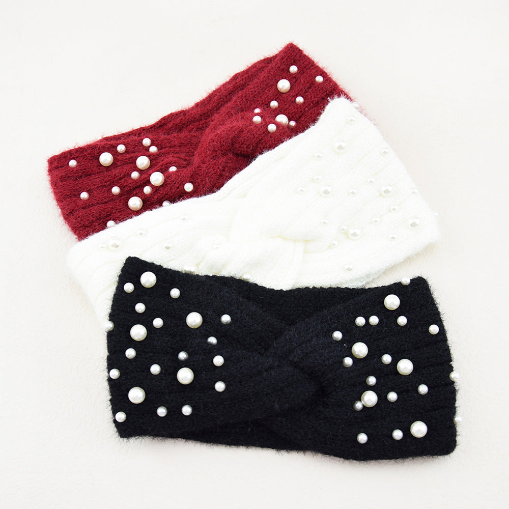 Pearl Embellished Twist Knot Knit Headband - view 1