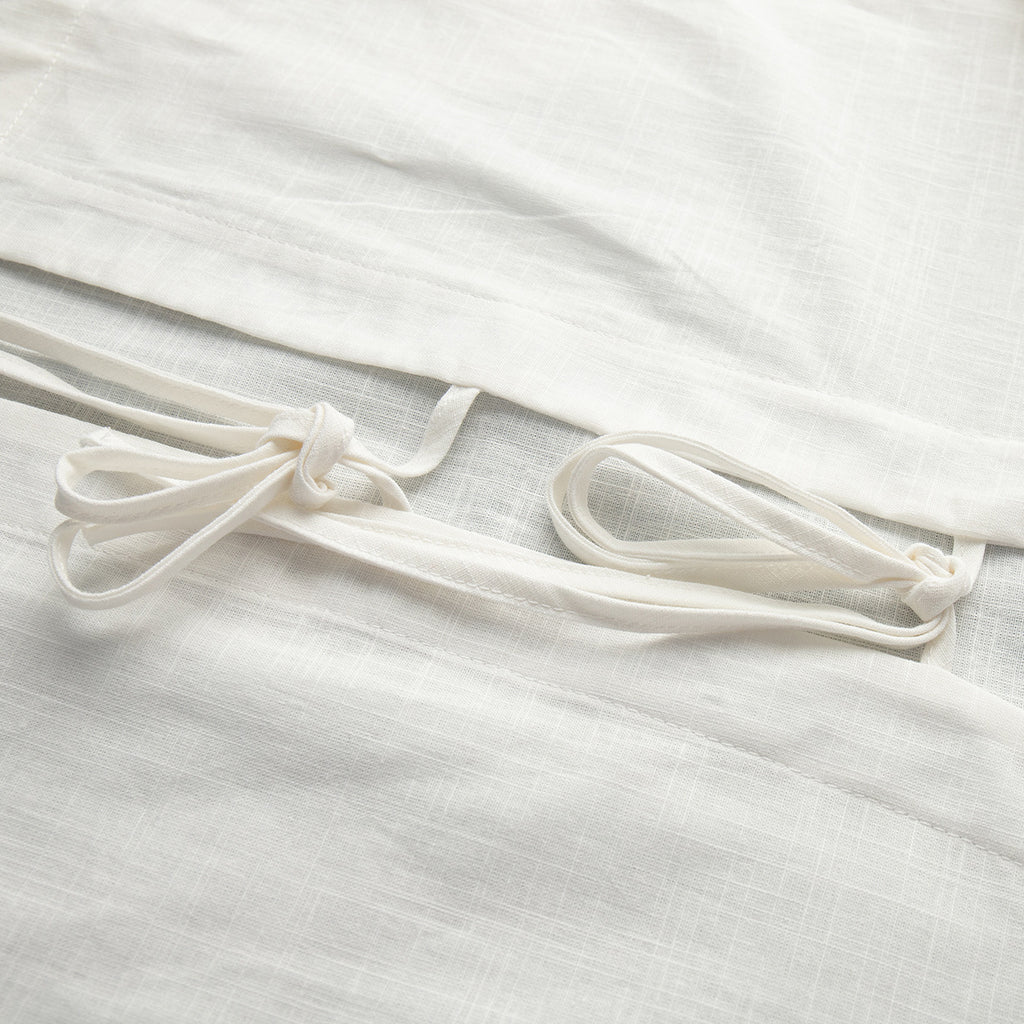 Tie Front Top And Ruffle Shorts Set - White - 5
