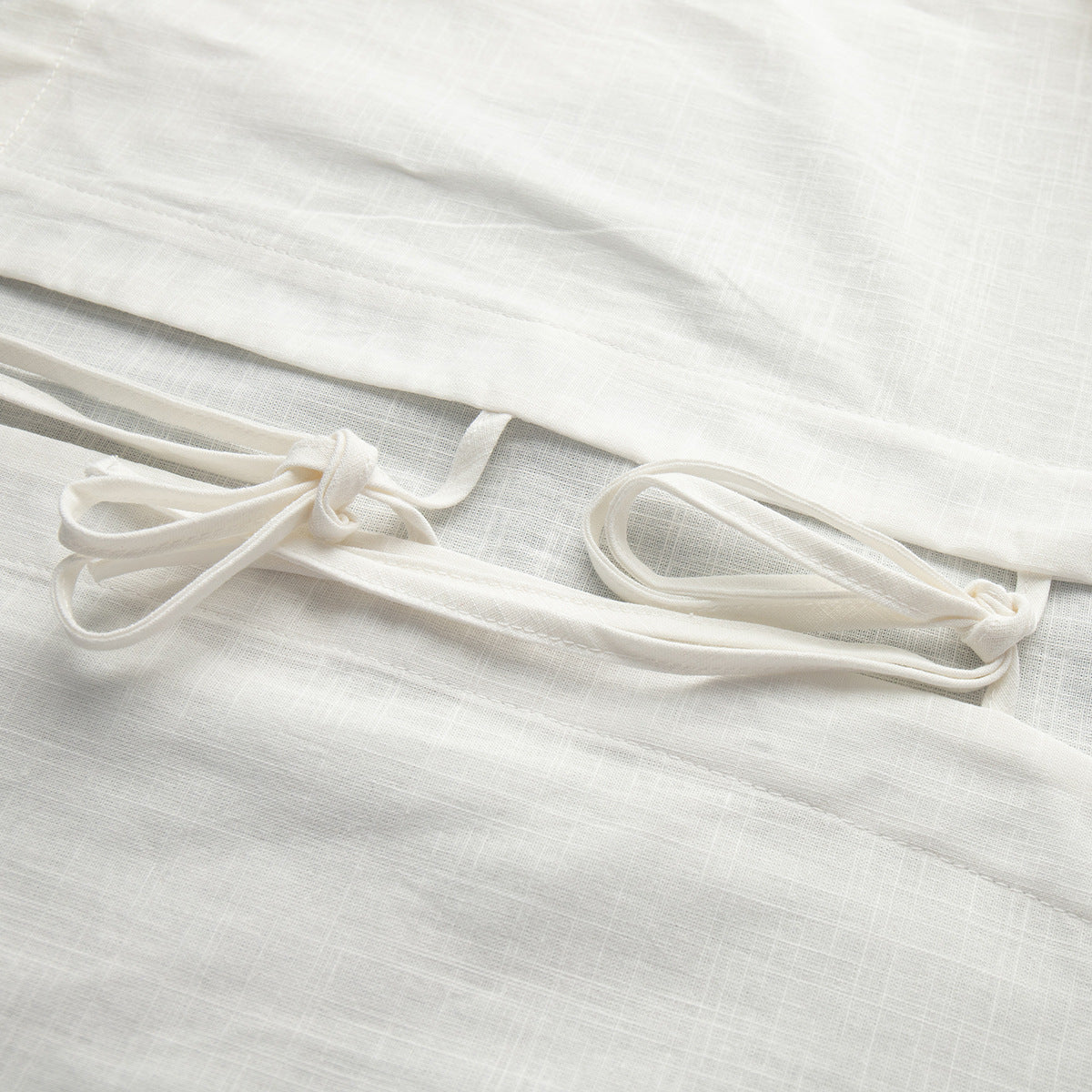 Tie Front Top And Ruffle Shorts Set - White - 5