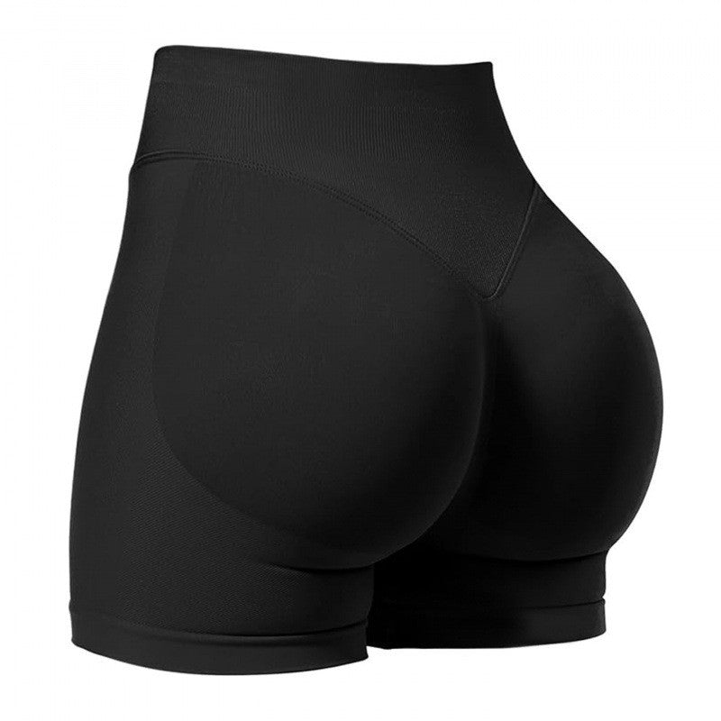 Seamless Scrunch Butt High Waist Workout Shorts - Black