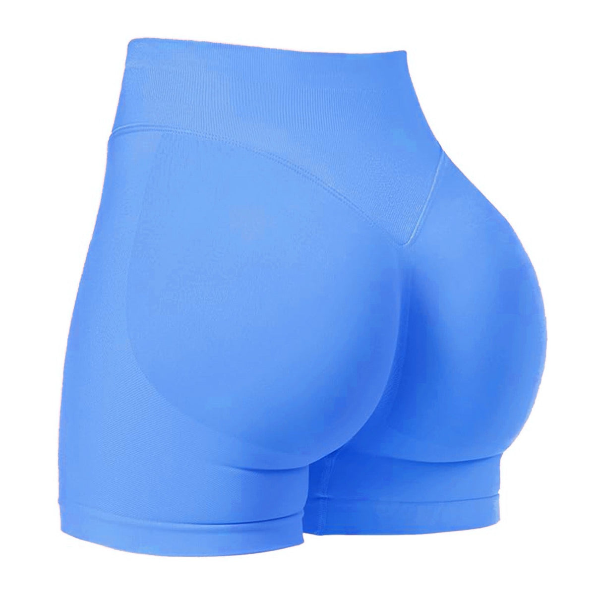 Seamless Scrunch Butt High Waist Workout Shorts - Bright Blue
