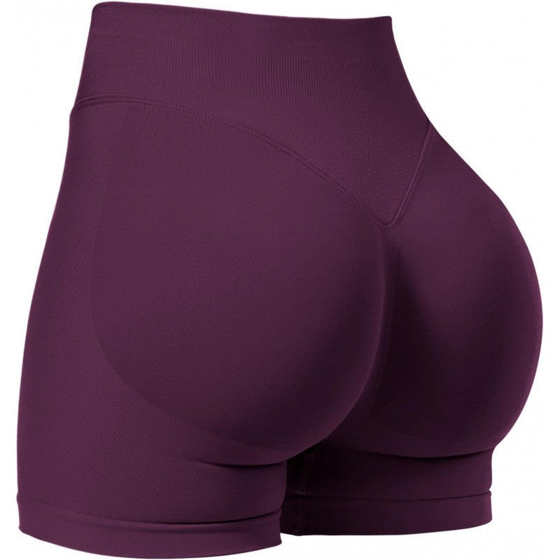 Seamless Scrunch Butt High Waist Workout Shorts - Plum
