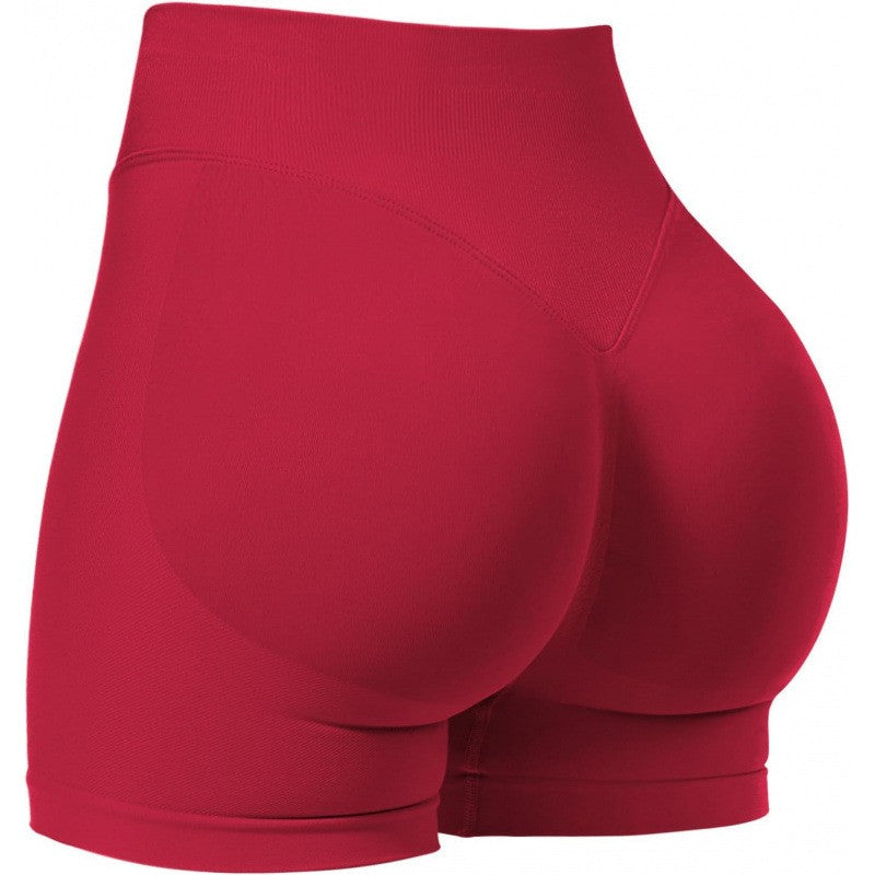 Seamless Scrunch Butt High Waist Workout Shorts - Scarlet