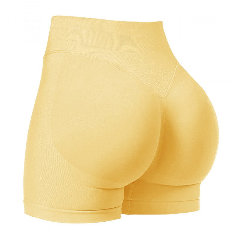 Seamless Scrunch Butt High Waist Workout Shorts - Yellow