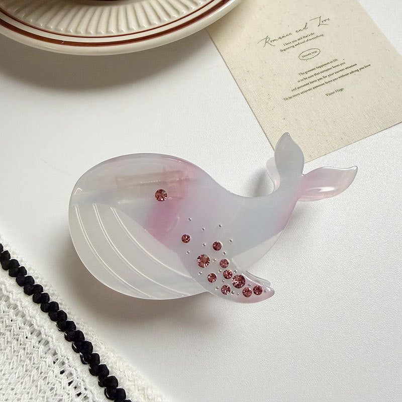 Ocean Whale Hair Claw Clip with Crystal Spray - Purple