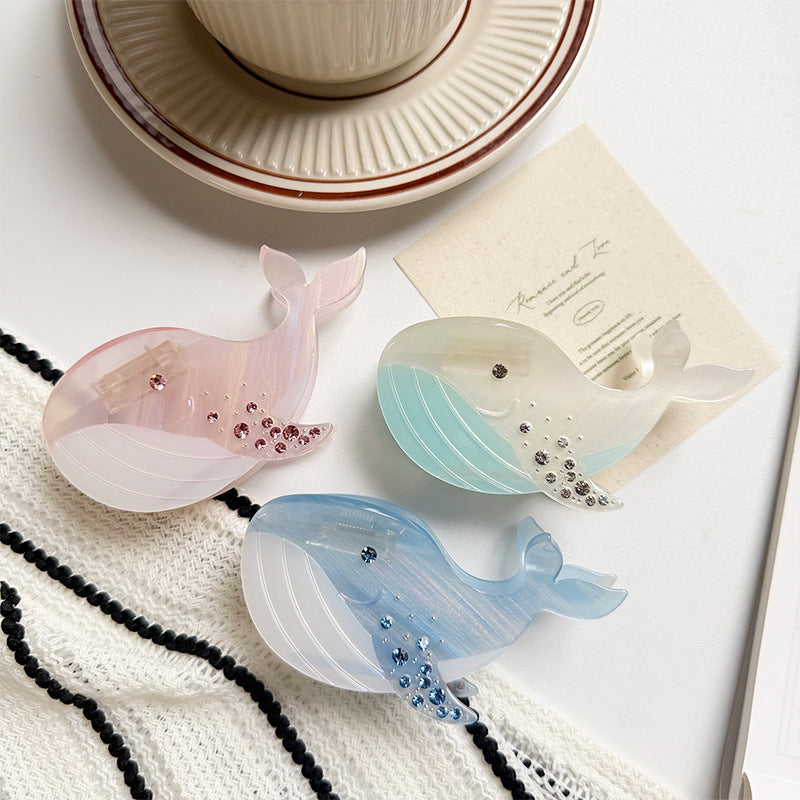 Ocean Whale Hair Claw Clip with Crystal Spray - view 2
