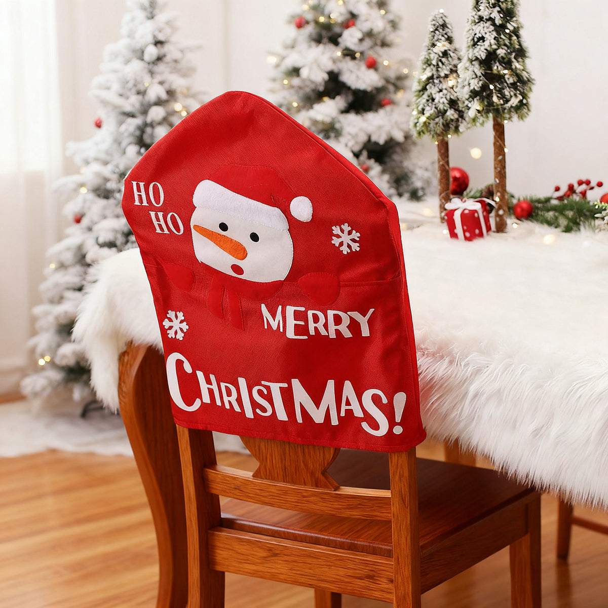 Merry Christmas Dining Chair Back Cover Decor - Snowman