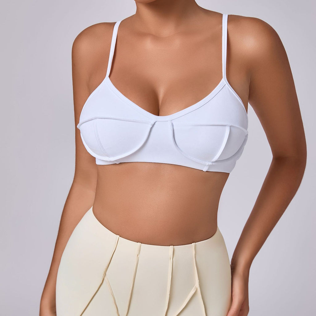 Contour Seam Padded Medium Support Yoga Sports Bra - Polar White