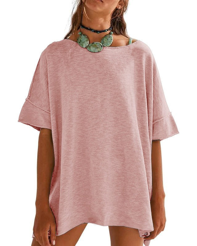 Oversized Drop Shoulder Boyfriend T-Shirt - Pink