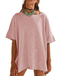 Oversized Drop Shoulder Boyfriend T-Shirt - Pink