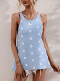 Polka Dot Racerback Knit Cami Tank - Blue