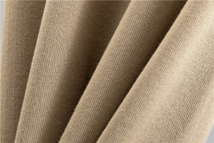 Ribbed Cropped Surplice Top And Jogger Set - Tan - 8
