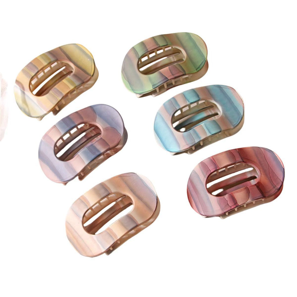 Frosted Striped Oval Duckbill Hair Clip