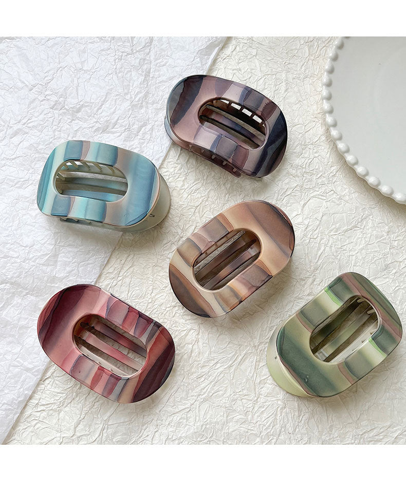 Frosted Striped Oval Duckbill Hair Clip - view 1