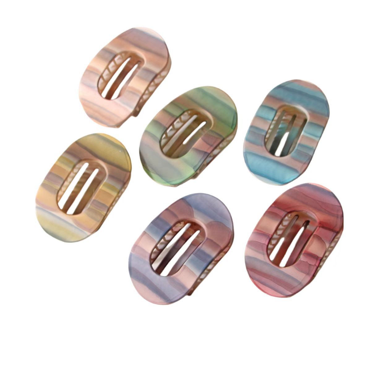 Frosted Striped Oval Duckbill Hair Clip - view 3