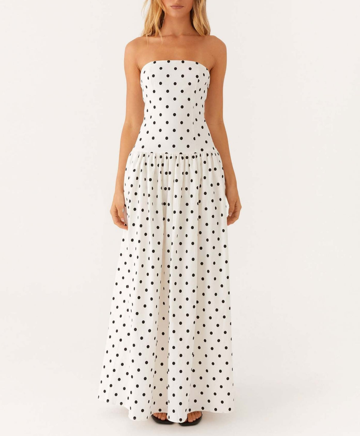 Strapless Drop Waist Maxi Dress - White