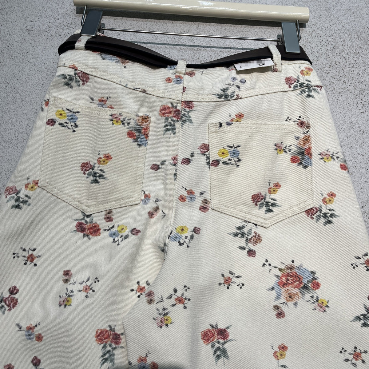 Vintage Rose Print Relaxed Wide Leg Jeans - Floral - 5