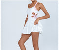 Bow Cutout Racerback Sports Mini Dress - white
