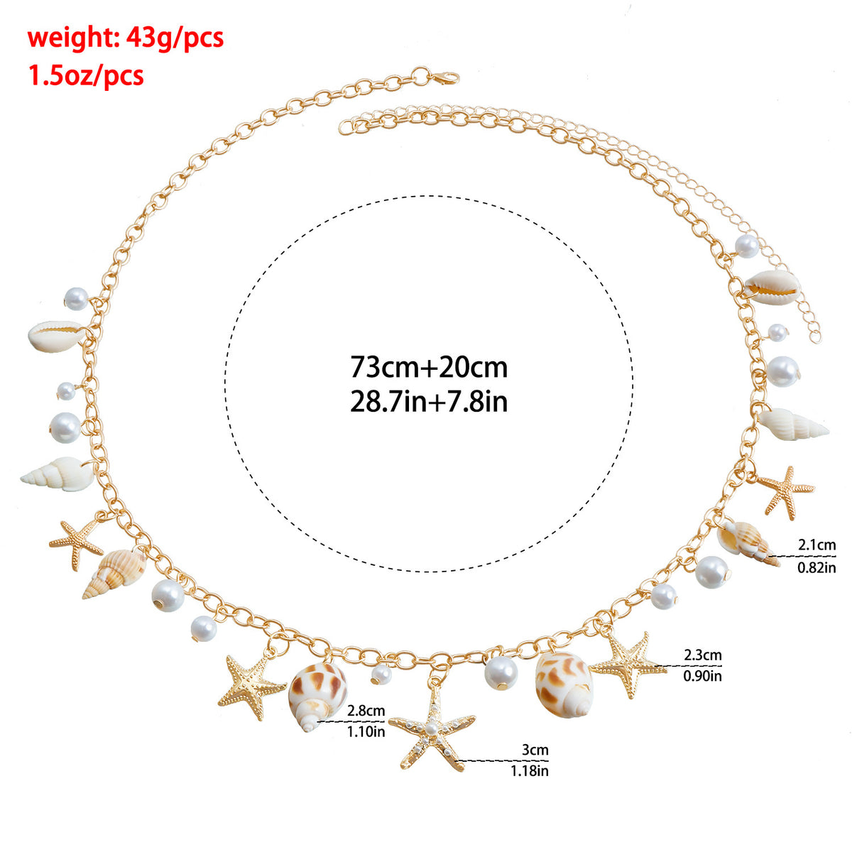 Seashell Starfish Charm Waist Chain - view 4