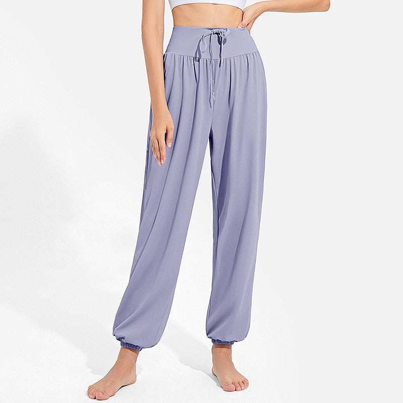 Lightweight High Waist Drawstring Yoga Joggers - Iris Blue