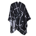 Windowpane Check Reversible Open Wrap - BLACK
