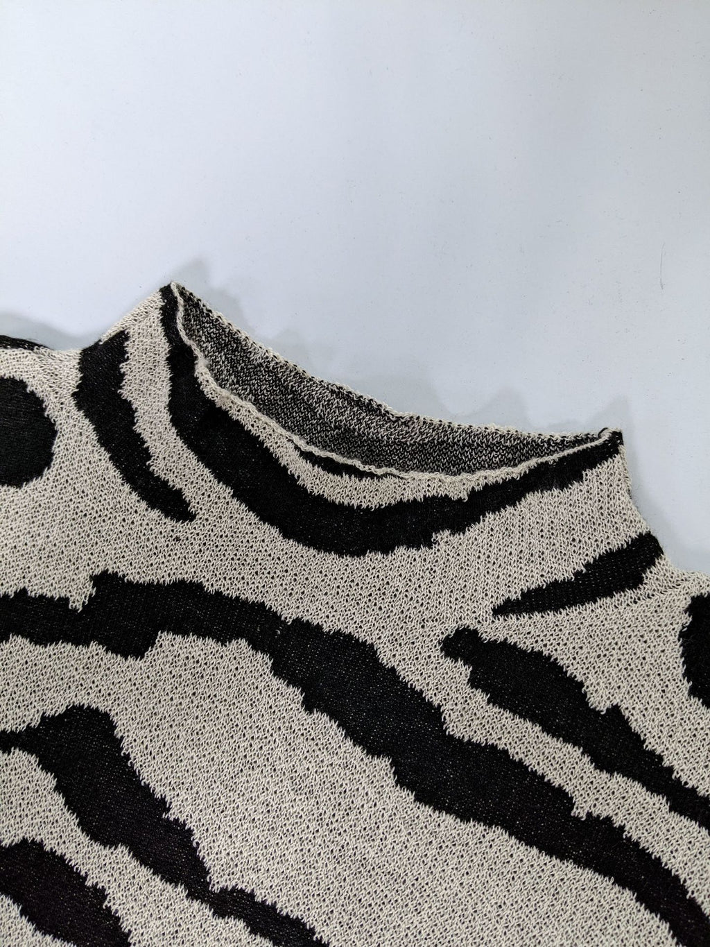 Zebra Stripe Jacquard Mock Neck Sweater - Khaki - 2