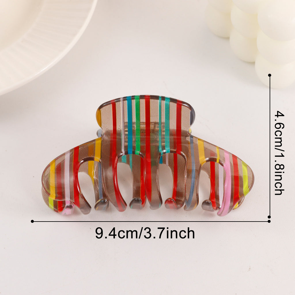 Candy Striped Claw Clip for Thick Hair - Coffee