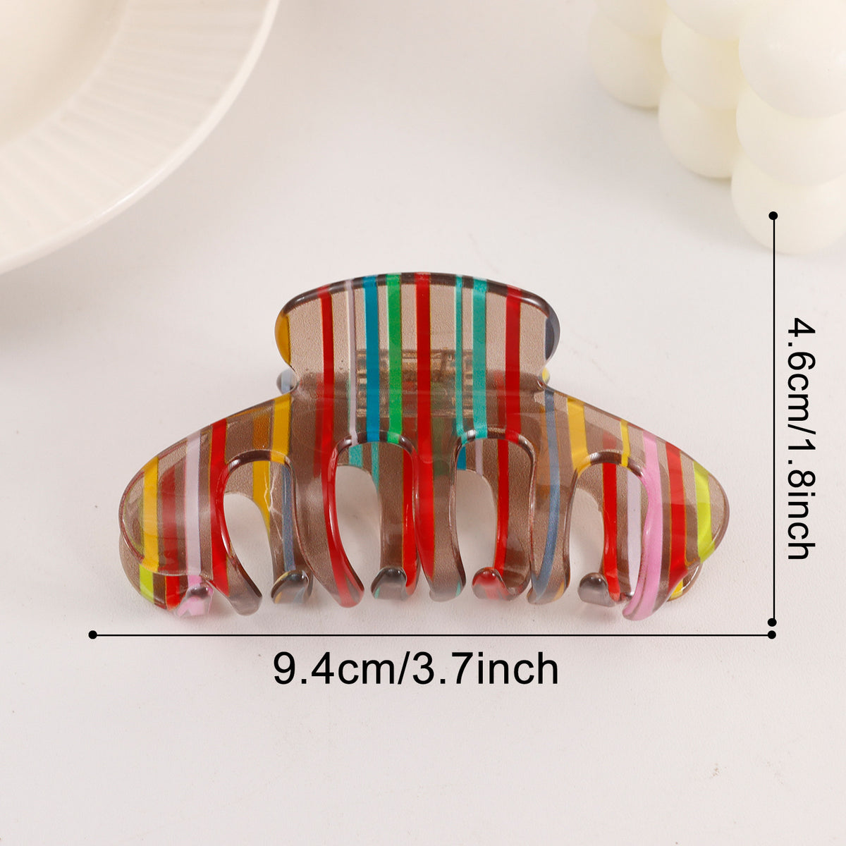 Candy Striped Claw Clip for Thick Hair - Coffee