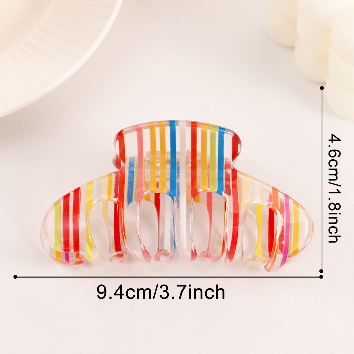 Candy Striped Claw Clip for Thick Hair - Red