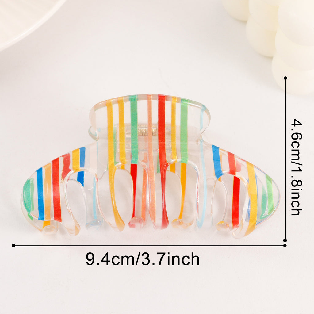 Candy Striped Claw Clip for Thick Hair - Yellow