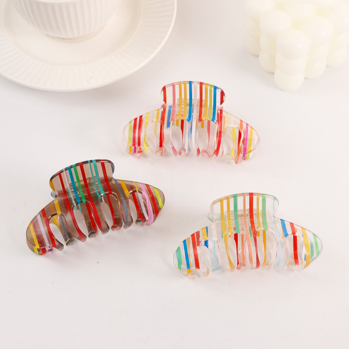 Candy Striped Claw Clip for Thick Hair - view 2