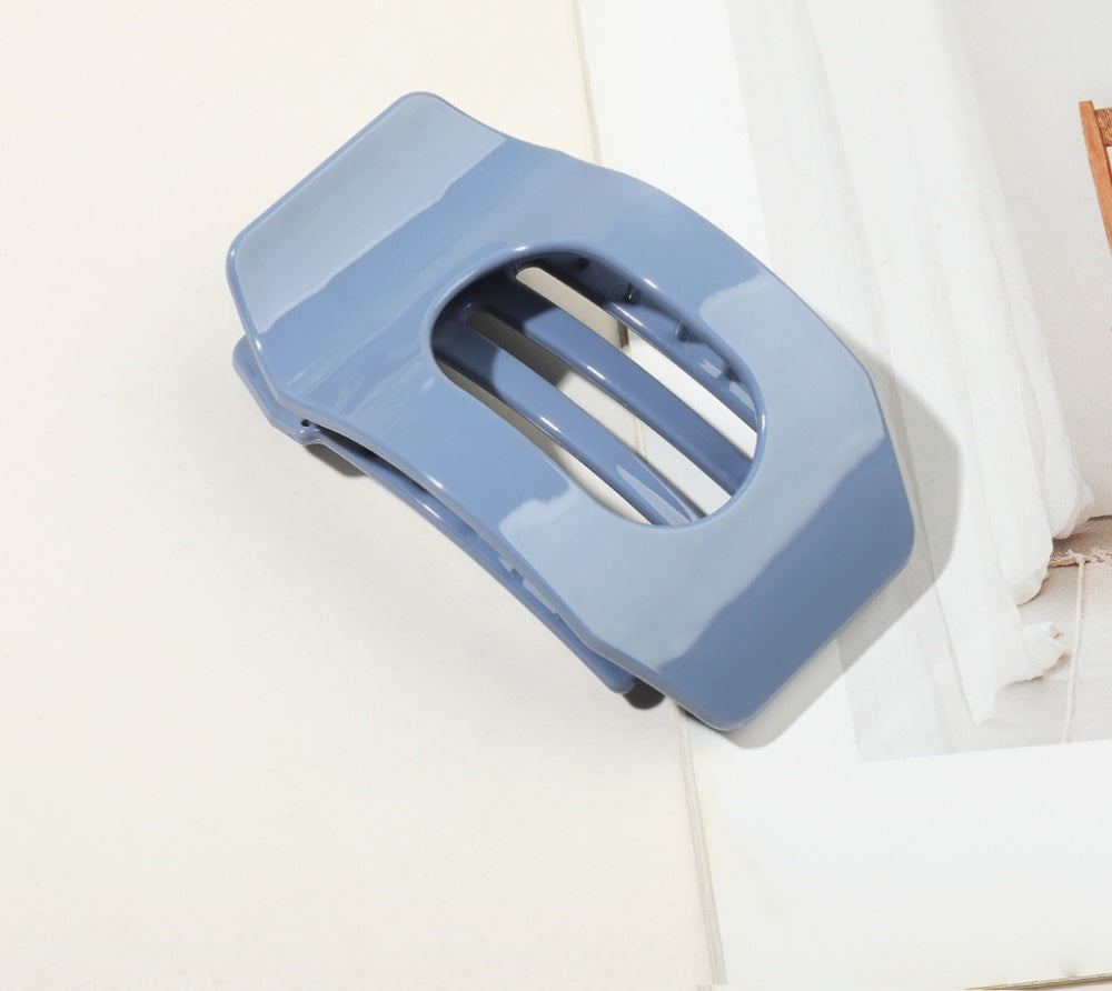 Minimal Rounded Square Cutout Hair Claw Clip - Blue