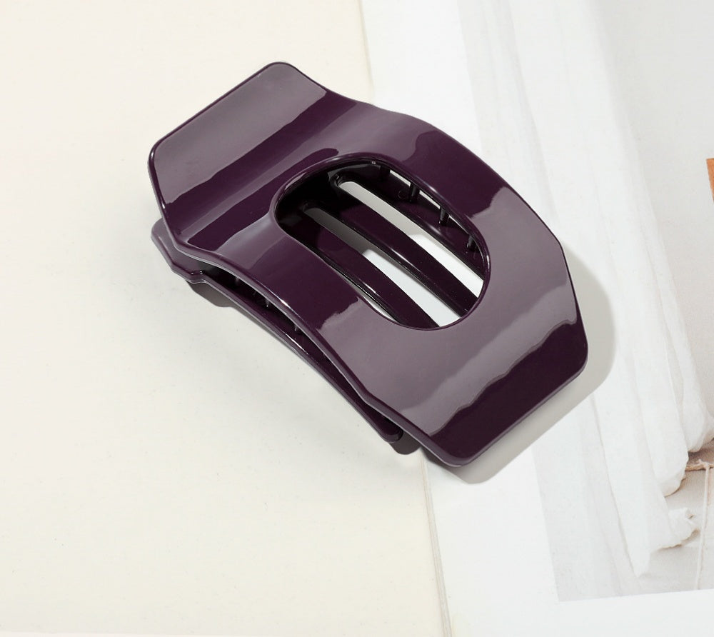 Minimal Rounded Square Cutout Hair Claw Clip - Dark_Purple