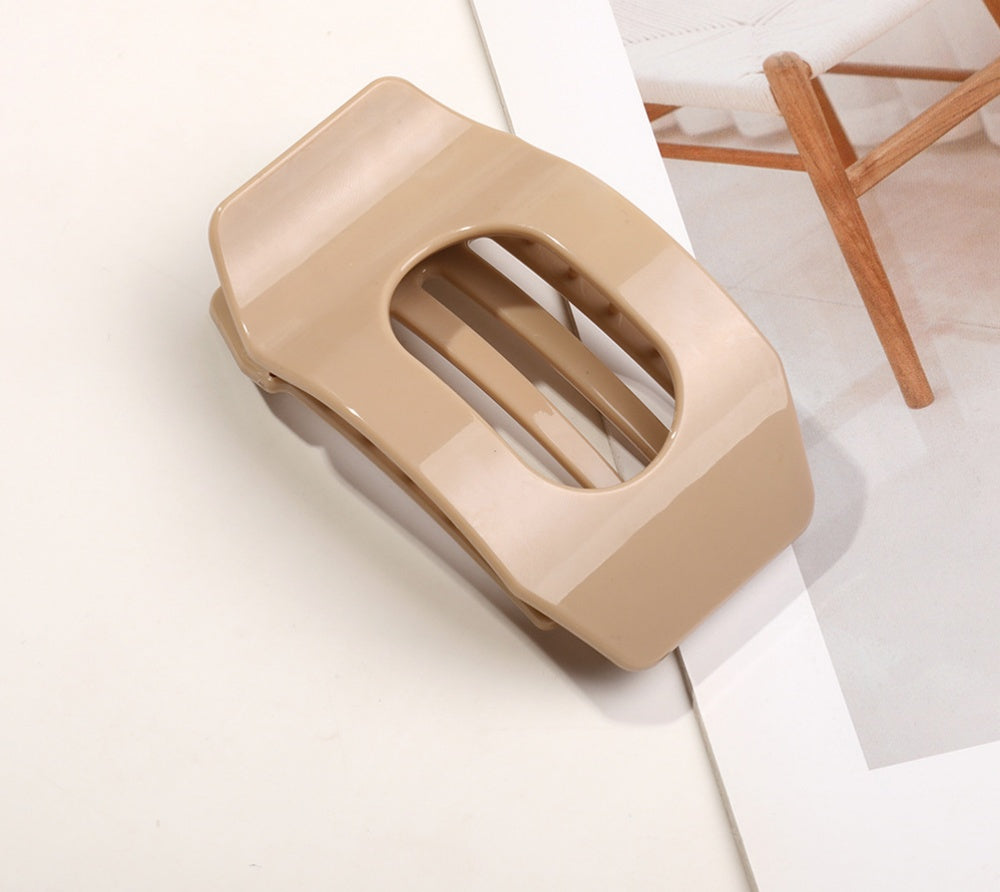 Minimal Rounded Square Cutout Hair Claw Clip - Milk_Coffee