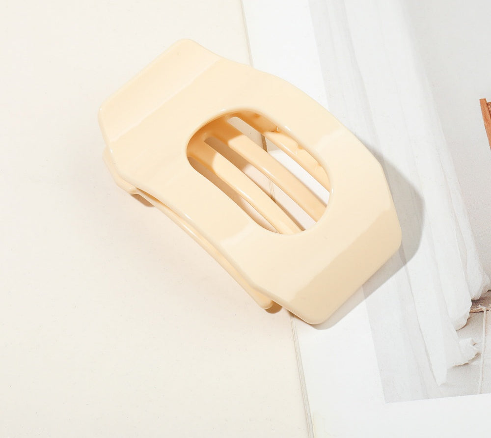 Minimal Rounded Square Cutout Hair Claw Clip - Milk_Yellow