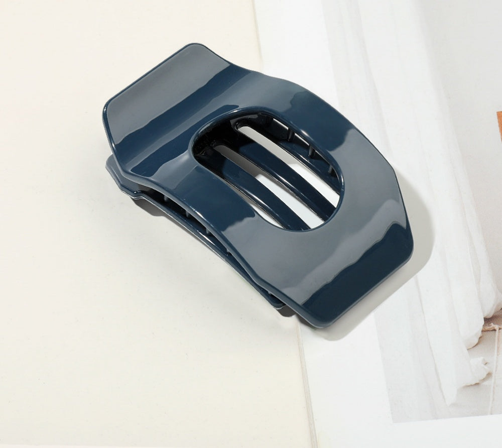 Minimal Rounded Square Cutout Hair Claw Clip - Navy